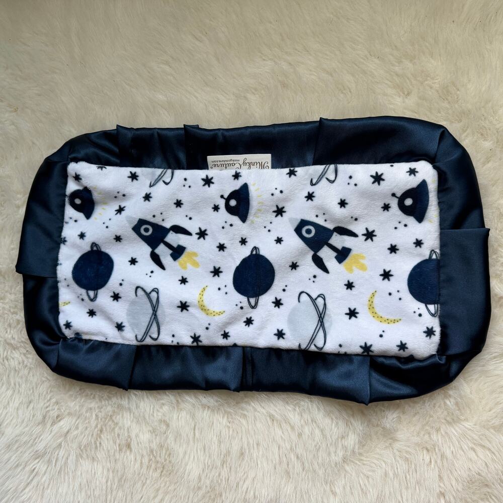 Minky Couture Mini Baby Lovey Blanket Space Rocket Print
